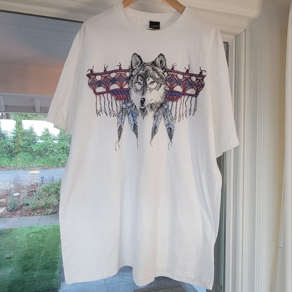 Vintage Diamond Dust Wolf Short Sleeve T Shirt No Size Read Description